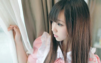 清新小美女粉红女仆装(10)